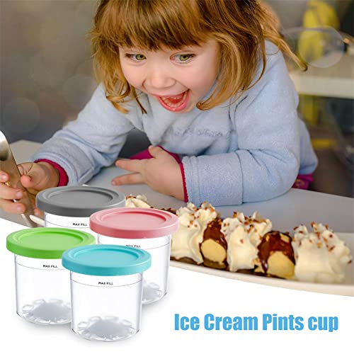 Poosejzl 2023 New Ice Cream Pints Cup,2/4 Pack Creami Pint Containers Replacements for Creami Containers, Creami Pints and Lids for NC301 NC300 NC299AMZ Series Ice Cream Maker (4Pack)