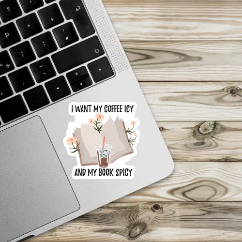 Akira I Want My Coffee Icy and My Book Spicy Stickers, Vinyl Decal Kindle Sticker For Laptop Car Water Bottles Helmets Skateboards, Water Assistant Book Gifts For Teen, Bookish Stickers For Kindle