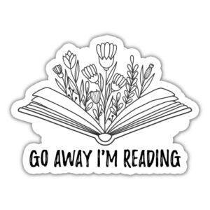 akira go away i'm reading sticker, vinyl decal bookish stickers for water bottle phone case helmet skateboard water assistant book lover gifts for kindle, kindle stickers for girl women her