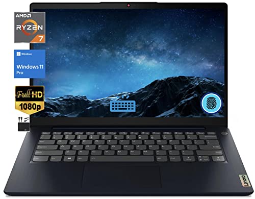 Lenovo IdeaPad 3 est Laptop 14'' FHD Display,8-Core AMD Ryzen 7 5700U (Up to 4.3GHz,Beats i7-1180G7),20GB RAM,1TB SSD,Backlit Keyboard,Fingerprint Reader,WiFi,Win 11Pro+MarxsolCables Abyss Blue