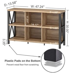 FATORRI 5 Tier Bookshelf and 6 Cube Storage Organizer (Rustic Oak)