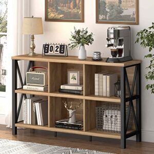 FATORRI 5 Tier Bookshelf and 6 Cube Storage Organizer (Rustic Oak)