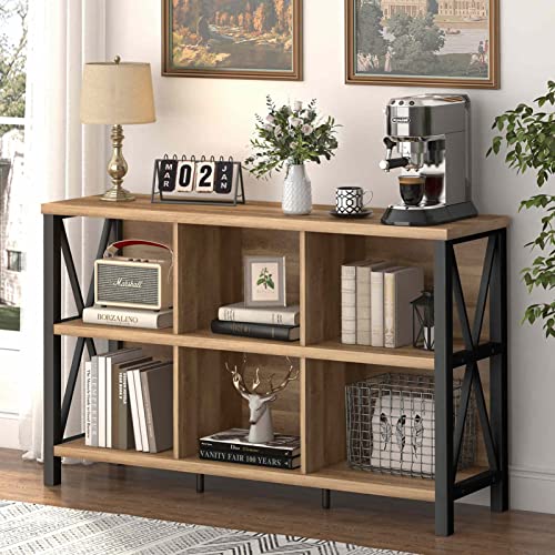 FATORRI 5 Tier Bookshelf and 6 Cube Storage Organizer (Rustic Oak)