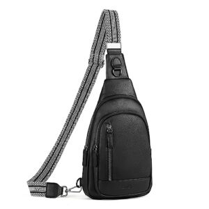 cluci sling bag for women crossbody puese leather fanny packs large sling backpack men chest bag for travel cycling black
