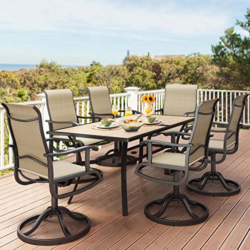 YITAHOME Patio Dining Set for 6, Outdoor Patio Dining Set Including 59" Rectangular Patio Dining Table and 6 Swivel Dining Chairs, Outdoor Dining Set Ideal for Patio Lawn Garden Porch