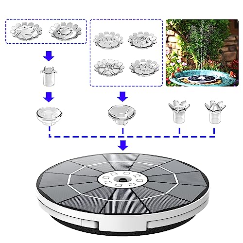 AISITIN 3.5W Solar Fountain with Remote Control, LED Colorful Lights & 3000mAh Battery, Solar Fountain Pump with Bracket and 8 Nozzles, Solar Water Fountain for Bird Bath, Garden, Pond and Outdoor