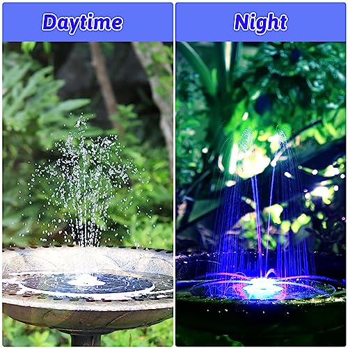 AISITIN 3.5W Solar Fountain with Remote Control, LED Colorful Lights & 3000mAh Battery, Solar Fountain Pump with Bracket and 8 Nozzles, Solar Water Fountain for Bird Bath, Garden, Pond and Outdoor