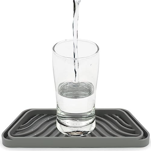 Resizable Silicone Refrigerator Drip Catcher Tray, Fridge Water Dispenser Drip Tray - Prevents Spills and Stains, Replacement for Whirlpool, GE, Samsung Fridge Accessories (Rectangular,Gray)