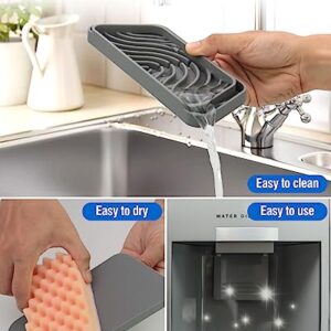 Resizable Silicone Refrigerator Drip Catcher Tray, Fridge Water Dispenser Drip Tray - Prevents Spills and Stains, Replacement for Whirlpool, GE, Samsung Fridge Accessories (Rectangular,Gray)