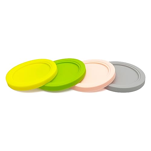 Replacement Ice Cream Pints with Silicone Lids, Compatible with Ninja Creami Deluxe Ice Cream Maker model: NC500, NC501, NC501H, NC501HBL, NC501HGN. (Yellow/Green/Pink/Grey)