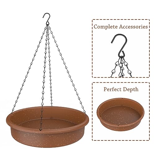 AISITIN Hanging Bird Bath with Solar Fountain Pump, 12" Multi-Functional Basin for Bird Bath, Feeder and Drinking, Solar Powered Water Fountain Pump for Bird Bath