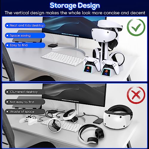 Controller Charging Station for PSVR2 / PS5 VR2, GORIXER RGB Dual VR2 Controller Charging Stand Dock for Playstation 5 and Playstation VR2 Accessories with Magnetic Connector & Power Adapter