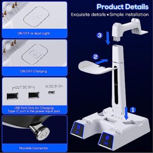 Controller Charging Station for PSVR2 / PS5 VR2, GORIXER RGB Dual VR2 Controller Charging Stand Dock for Playstation 5 and Playstation VR2 Accessories with Magnetic Connector & Power Adapter