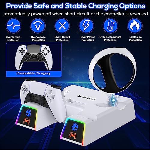 Controller Charging Station for PSVR2 / PS5 VR2, GORIXER RGB Dual VR2 Controller Charging Stand Dock for Playstation 5 and Playstation VR2 Accessories with Magnetic Connector & Power Adapter