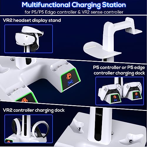 Controller Charging Station for PSVR2 / PS5 VR2, GORIXER RGB Dual VR2 Controller Charging Stand Dock for Playstation 5 and Playstation VR2 Accessories with Magnetic Connector & Power Adapter