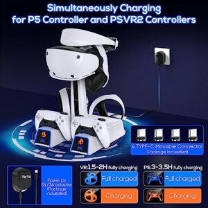 Controller Charging Station for PSVR2 / PS5 VR2, GORIXER RGB Dual VR2 Controller Charging Stand Dock for Playstation 5 and Playstation VR2 Accessories with Magnetic Connector & Power Adapter