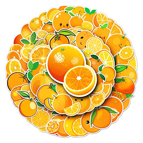 QUTA Orange Stickers Pack, 50PCs, Aesthetic Vinyl Kids Fruit Sticker Decals, Stickers for Hydro Flask, Laptop, Water Bottle, Stickers for Kids, Toddlers, Teens, Girls, Adults, Bumper Car Planner Stickers. Orange