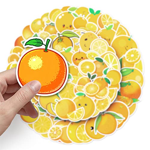 QUTA Orange Stickers Pack, 50PCs, Aesthetic Vinyl Kids Fruit Sticker Decals, Stickers for Hydro Flask, Laptop, Water Bottle, Stickers for Kids, Toddlers, Teens, Girls, Adults, Bumper Car Planner Stickers. Orange