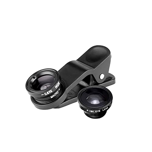 LQ-001 3 in 1 Phone Camera Lens Universal Phone Camera Lens Cell Phone Camera Lens Kit Fish Eye Lens 2 in 1 Macro Lens Wide Angle Lens Universal Clip Black 1 Set External Lens