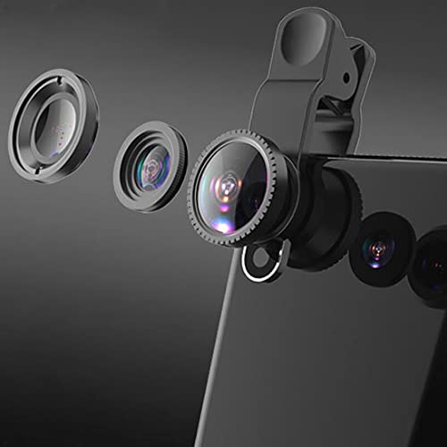 LQ-001 3 in 1 Phone Camera Lens Universal Phone Camera Lens Cell Phone Camera Lens Kit Fish Eye Lens 2 in 1 Macro Lens Wide Angle Lens Universal Clip Black 1 Set External Lens