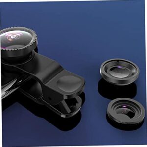 LQ-001 3 in 1 Phone Camera Lens Universal Phone Camera Lens Cell Phone Camera Lens Kit Fish Eye Lens 2 in 1 Macro Lens Wide Angle Lens Universal Clip Black 1 Set External Lens