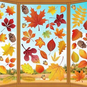 suponar fall window clings, 8 sheet fall window clings for glass windows, fall decorations for home, fall leaves window stickers for thanksgiving autumn fall décor