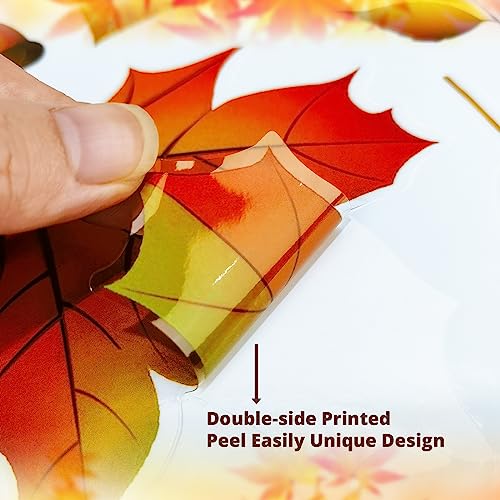 Suponar Fall Window Clings, 8 Sheet Fall Window clings for Glass Windows, Fall Decorations for Home, Fall Leaves Window Stickers for Thanksgiving Autumn Fall Décor