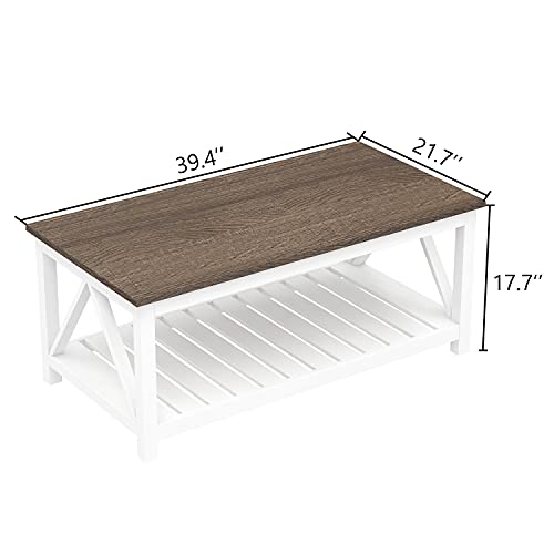 ChooChoo Farmhouse Coffee Table Bundle Rustic Console Table, White Narrow Long Entry Table