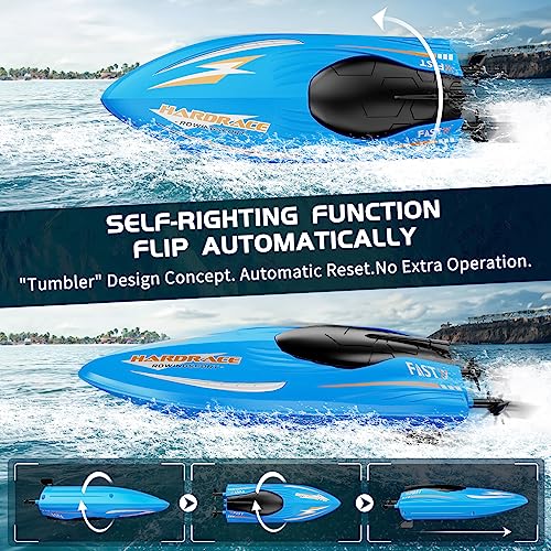 LQYoyz Upgraded Strong Remote Control Boat, 2.4 GHZ RC Boats for Kids 4-8 & Beginner, Rechargeable Racing Toy Boat for Pool Lake, Summer Outdoor Water Toys Birthday Gifts for Boys Girls