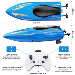 LQYoyz Upgraded Strong Remote Control Boat, 2.4 GHZ RC Boats for Kids 4-8 & Beginner, Rechargeable Racing Toy Boat for Pool Lake, Summer Outdoor Water Toys Birthday Gifts for Boys Girls