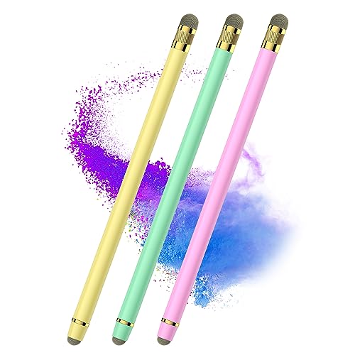 Stylus Pens for Touch Screens - 3PCS Stylus Pen for iPhone/iPad/Tablet Android/Microsoft Surface, Compatible with All Touch Screens (Macaron Pink/Yellow/Green)