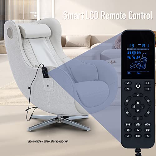 UUOF Massage Chair Full Body Recliner - Zero Gravity Genuine Leather Lounge Chair with Heat and Shiatsu Massage Office Chair Sl Track Intelligent Body Detection Bluetooth Speaker Airbags (White)
