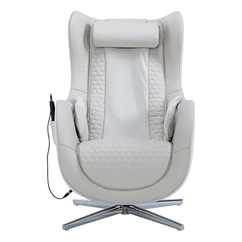 UUOF Massage Chair Full Body Recliner - Zero Gravity Genuine Leather Lounge Chair with Heat and Shiatsu Massage Office Chair Sl Track Intelligent Body Detection Bluetooth Speaker Airbags (White)