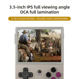 RG35XX Handheld Game Console 3.5 Inch IPS Screen Retro Games Consoles Classic Emulator Retro Handheld Games Consoles Preinstalled Video Games System 64G with Portable Case Gray