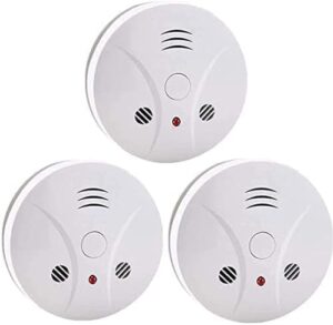 3 pack smoke detector battery operated with photoelectric sensor and silence button, travel portable