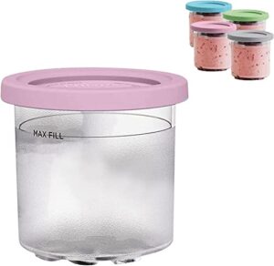 ice cream pints cups reusable ice cream pints containers kitchen accessory with lids for ninja xskplid2cd, compatible with nc299amz c300s series to ice cream mix finished products storage (1pc pink)