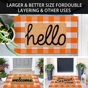 KOZYFLY Buffalo Plaid Rug 27.5x43 Inches Orange and White Checke Rug Halloween Fall Door Mat Woven Cotton Washable Area Rugs Door Mat Outdoor Entrance for Front Porch Entryway