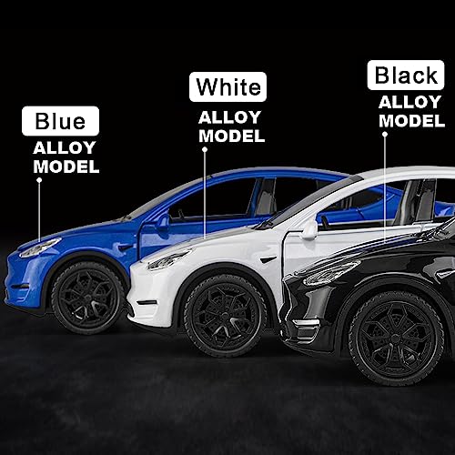 1/32 Scale Diecast Car Model Compatible for Tesla Model Y, Zinc Alloy Model Y Toy Car Pull Back Vehicles with Sound and Light, Model Y Car Replica Toy for Collectors & Kids 3+ Years Old Birthday Gift