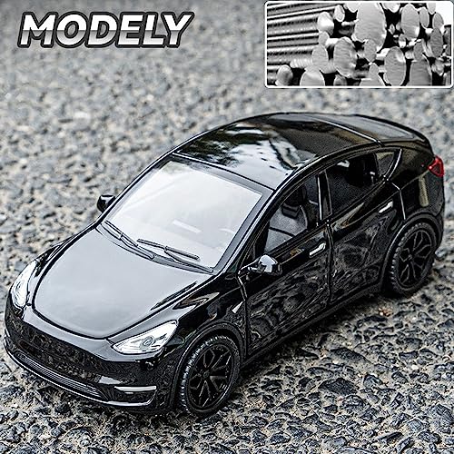 1/32 Scale Diecast Car Model Compatible for Tesla Model Y, Zinc Alloy Model Y Toy Car Pull Back Vehicles with Sound and Light, Model Y Car Replica Toy for Collectors & Kids 3+ Years Old Birthday Gift