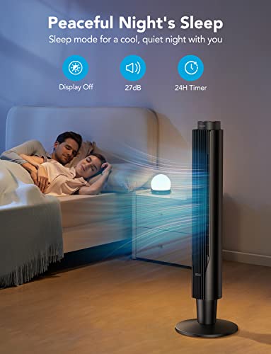 GoveeLife Smart Tower Fan 2023 Upgraded, 42 Inch WiFi Fan with Aromatherapy and Temp Sensor, Oscillating Fan with 8 Speeds 4 Modes up to 25ft/s, 24H Timer Fan Tower, 27dB Quiet Floor Fan for Bedroom