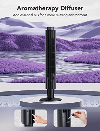 GoveeLife Smart Tower Fan 2023 Upgraded, 42 Inch WiFi Fan with Aromatherapy and Temp Sensor, Oscillating Fan with 8 Speeds 4 Modes up to 25ft/s, 24H Timer Fan Tower, 27dB Quiet Floor Fan for Bedroom