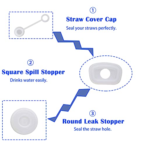 Silicone Spill Proof Stopper Set for Stanley, Spill Stopper Set Compatible with Stanley 1.0 40&30 Oz Tumbler with Handle, 2 Straw Cover Cap, 2 Spill Stopper&2 Leak Stopper for Stanley Cup Accessories