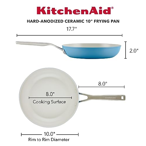 KitchenAid Hard Anodized Ceramic Nonstick Frying Pan/Skillet, 10 Inch, Blue Velvet