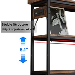 IRONCK Entryway Table, 55" Console Table with Power Outlet, TV Stand for Living Room, Height Adjustable, Easy Assembly, Rustic Brown