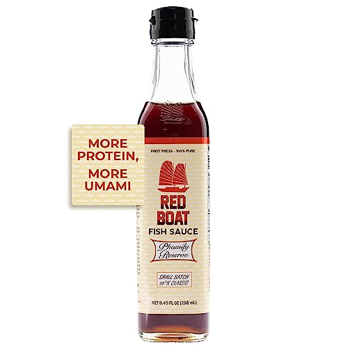 Red Boat Fish Sauce, Phamily Reserve | Premium 50°N fish sauce sustainably made with just two ingredients in Vietnam | Higher Protein For Exceptional Flavor | Gluten and sugar free, no preservatives | 8.45 fl oz.