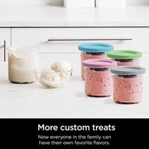 LAYLAXY Ice Cream Containers 4 Pack, Compatible with NC299AMZ & NC300s Series Creami Ice Cream Makers, Reusable, BPA-Free & Dishwasher Safe, Airtight, Pink/Blue/Mint/Grey