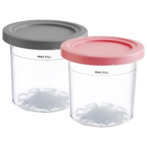 LAYLAXY Ice Cream Containers 4 Pack, Compatible with NC299AMZ & NC300s Series Creami Ice Cream Makers, Reusable, BPA-Free & Dishwasher Safe, Airtight, Pink/Blue/Mint/Grey