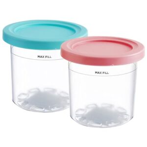 LAYLAXY Ice Cream Containers 4 Pack, Compatible with NC299AMZ & NC300s Series Creami Ice Cream Makers, Reusable, BPA-Free & Dishwasher Safe, Airtight, Pink/Blue/Mint/Grey