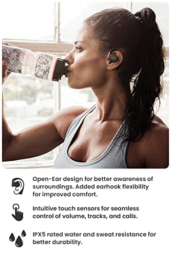 Cleer Audio ARC II Sport Bluetooth 5.3, Open Ear Headphones for Android & iPhone, Wireless Earbuds, 35hr Battery Life, IPX5 Water Resistant, Dual 16.3mm Drivers with Multipoint Connectivity Black