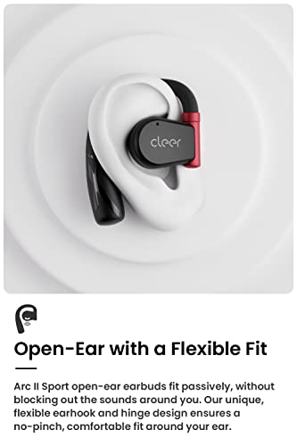 Cleer Audio ARC II Sport Bluetooth 5.3, Open Ear Headphones for Android & iPhone, Wireless Earbuds, 35hr Battery Life, IPX5 Water Resistant, Dual 16.3mm Drivers with Multipoint Connectivity Black